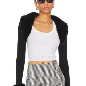 superdown Black Faux Fur Shrug bolero